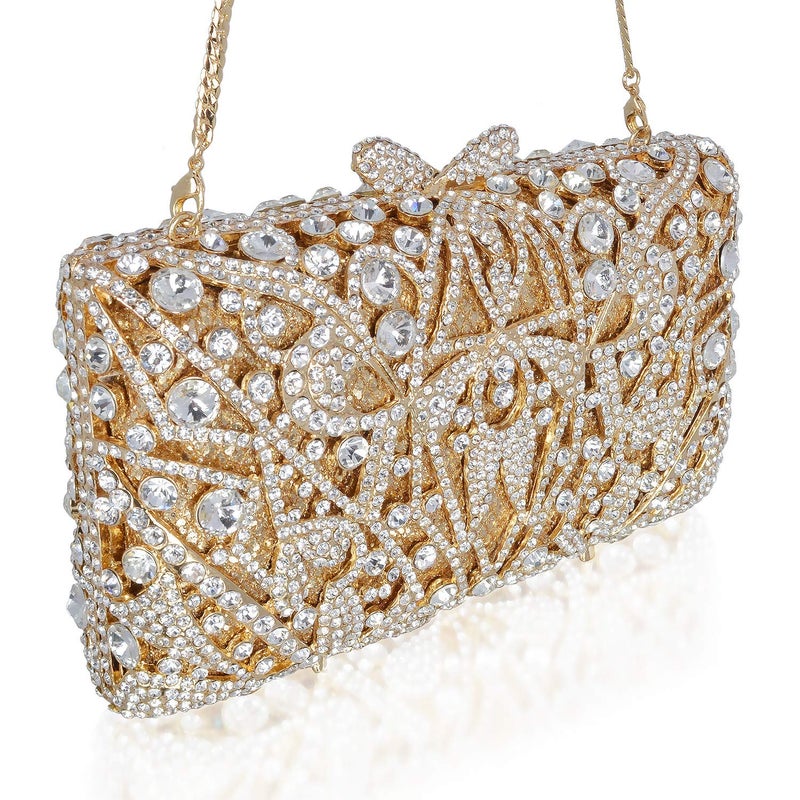 MOSSMON Luxury Crystal Clutch Women Rhinestone Evening Bag for Party and Wedding Gold - Image 5